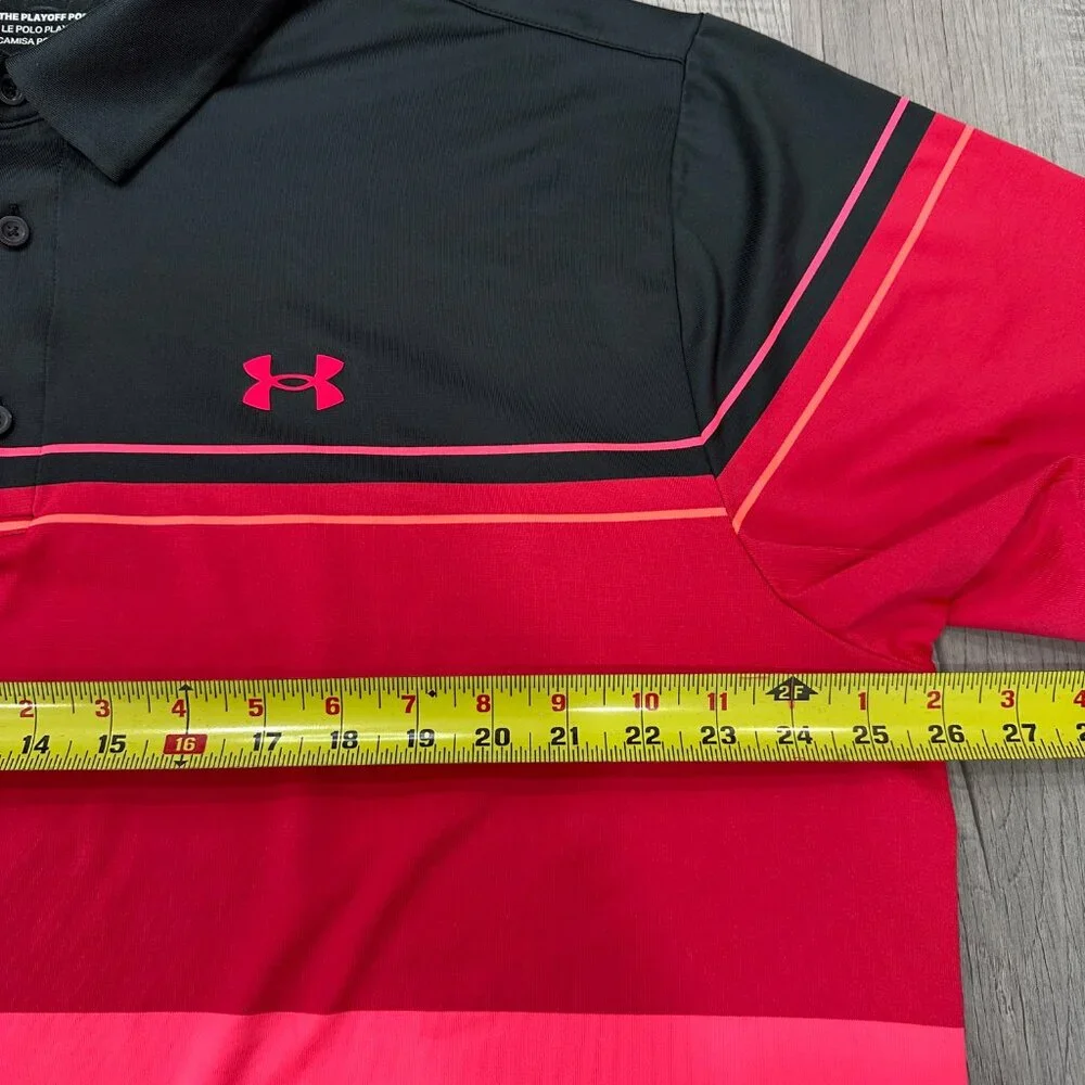 Under Armour 3XL Playoff Polo Shirt Men's Pink Stripe Loose Fit Golf Athletic - Picture 3 of 6